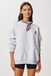 Fular Detaylı Şardonlu Örme Sweatshirt GRİ MELANJ LPX0005