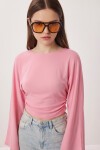 İspanyol Kol Büzgülü Modal Bluz PEMBE LMW0034
