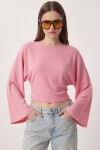 İspanyol Kol Büzgülü Modal Bluz PEMBE LMW0034