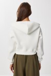 Kapüşonlu Fermuarlı Şardonlu Örme Sweatshirt EKRU LPX0004