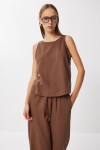 Keten Bluz Pantolon Takım KAKAO LMC0062