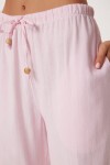 Keten Bluz Pantolon Takım ŞEKER PEMBE LMC0062