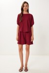 Keten Bluz Şort Takım BORDO LMX0098