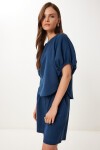 Keten Bluz Şort Takım LACİVERT LMX0098