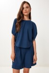Keten Bluz Şort Takım LACİVERT LMX0098