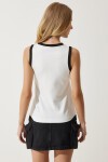 Kolsuz Kontrast T-Shirt BEYAZ LNJ0002