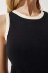 Kolsuz Kontrast T-Shirt SİYAH LNJ0002