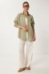 Oversize Basic Müslin Gömlek AÇIK HAKİ LMX0002