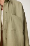 Oversize Basic Müslin Gömlek AÇIK HAKİ LMX0002