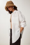 Oversize Basic Müslin Gömlek EKRU LMX0002