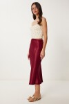 Saten Midi Etek BORDO LNS0068