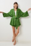 Saten Yüzeyli Kimono Şort Takım YEŞİL LFG0108