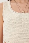 Yazlık Crop Triko Bluz KREM LNS0047
