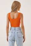 Askılı Fitilli Crop Örme Bluz ORANJ LGT0012