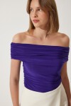Büzgülü Açık Omuzlu Sandy Bluz MOR LTO0039