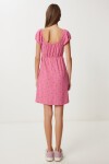 Desenli Mini Örme Elbise KOYU PEMBE LUB0167