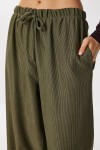 Geniş Paça Fitilli Örme Pantolon HAKİ LMW0031