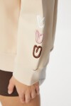 Kalp Nakışlı Şardonlu Sweatshirt KREM LOW0018