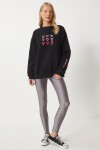 Kalp Nakışlı Şardonlu Sweatshirt SİYAH LOW0018