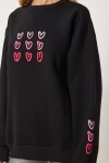 Kalp Nakışlı Şardonlu Sweatshirt SİYAH LOW0018