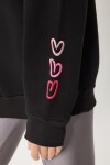 Kalp Nakışlı Şardonlu Sweatshirt SİYAH LOW0018