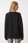 Kalp Nakışlı Şardonlu Sweatshirt SİYAH LOW0018