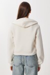 Kapüşonlu Fermuarlı Crop Sweatshirt BEJ LUB0054