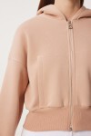 Kapüşonlu Şardonlu Fermuarlı Sweatshirt BİSKÜVİ LOW0019