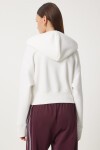 Kapüşonlu Şardonlu Fermuarlı Sweatshirt EKRU LOW0019