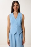 Keten Yelek Pantolon Takım 9257 GÖK MAVİ LRV0106