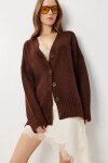 Oversize Düz Örgü Triko Hırka KAHVERENGİ LNF0027
