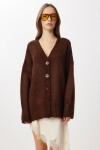 Oversize Düz Örgü Triko Hırka KAHVERENGİ LNF0027
