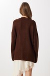 Oversize Düz Örgü Triko Hırka KAHVERENGİ LNF0027