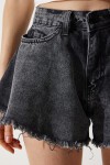 Püsküllü Mini Denim Şort ANTRASİT LHE0001