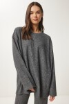 Rahat Fitilli Örme Bluz Pantolon Takım ANTRASİT LRG0014