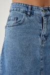Yırtmaçlı Uzun Denim Etek AÇIK MAVİ LRV0016