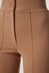 Yüksek Bel Likralı Örme Pantolon CAMEL LRV0004