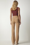 Yüksek Bel Likralı Örme Pantolon CAMEL LRV0004