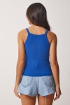 2li Fitilli Crop Halter Yaka Örme Atlet MAVİ PEMBE LHJ0005