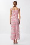 Askılı Desenli Yırtmaçlı Örme Elbise PEMBE LFF0035
