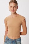 Basic Fitilli Örme Crop Bluz BİSKÜVİ LMX0122