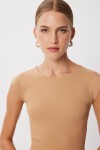 Basic Fitilli Örme Crop Bluz BİSKÜVİ LMX0122