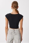 Basic Fitilli Örme Crop Bluz SİYAH LMX0122