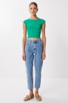 Basic Fitilli Örme Crop Bluz YEŞİL LMX0122