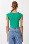 Basic Fitilli Örme Crop Bluz YEŞİL LMX0122