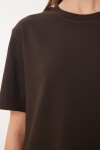 Basic Pamuklu Örme T-shirt ACI KAHVE LUS0094