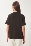 Basic Pamuklu Örme T-shirt ACI KAHVE LUS0094