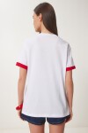Boncuklu Nakış İşlemeli Örme T-shirt BEYAZ LWE0002