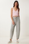 Çımalı Rahat Keten Şalvar Pantolon GRİ LMX0080