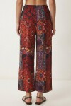 Desenli Yazlık Viskon Kimono Pantolon Takım KİREMİT MOR LRN0013